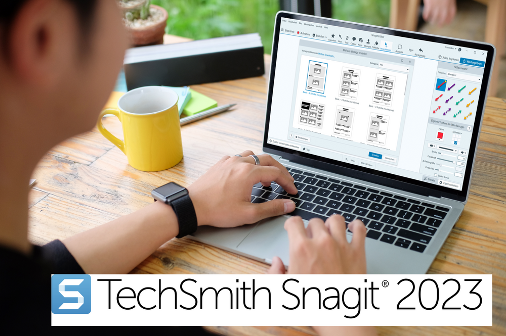 Ein Student arbeitet an einem Macbook mit Snagit 2023