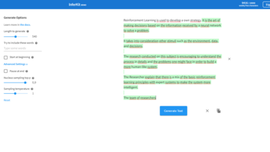 Die Maschine ergänzt den Text logisch. Screenshot einer Bildschirmansicht