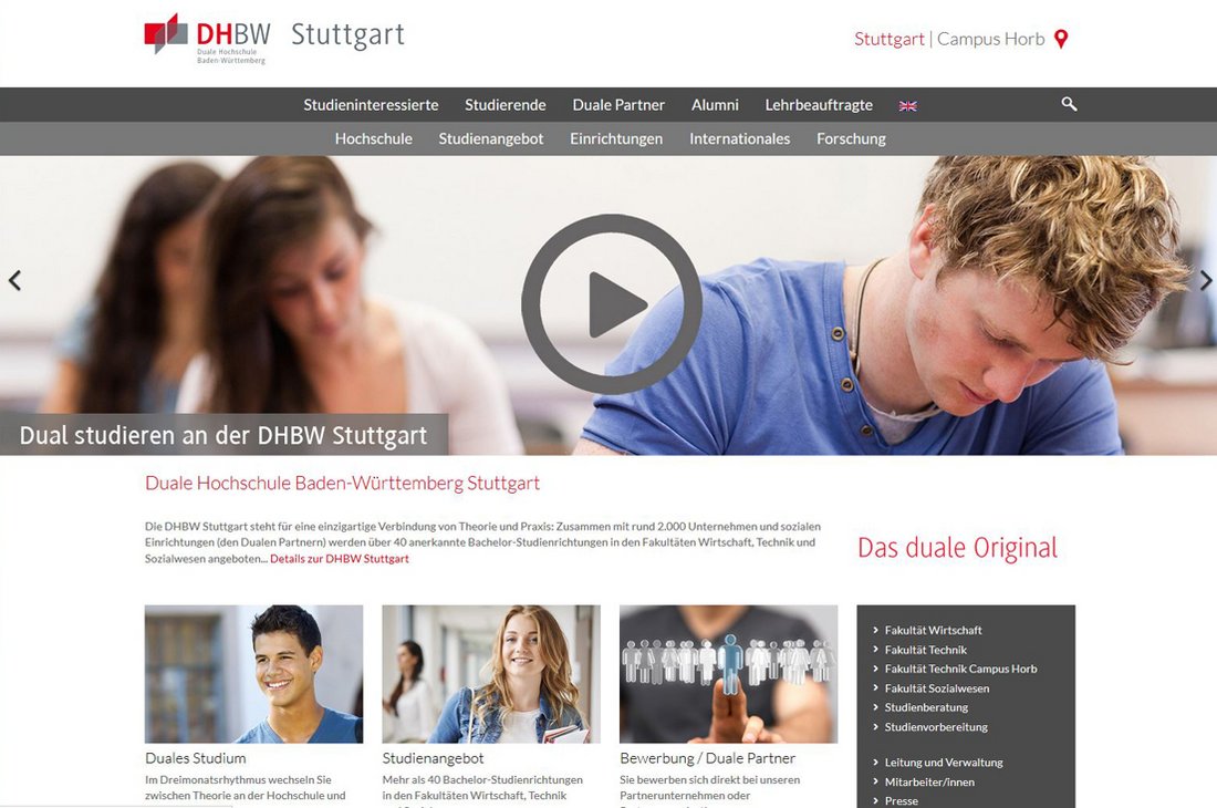 Website DHBW Stuttgart