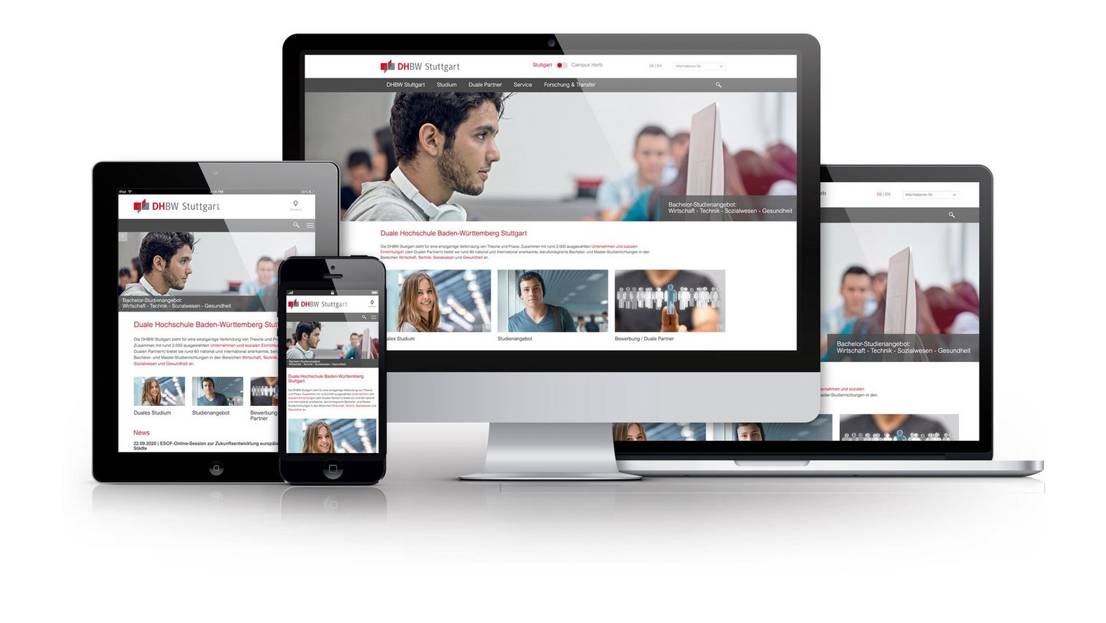 Relaunch der DHBW Stuttgart Webseite 2020. Quelle: DHBW Stuttgart Relaunch der DHBW Stuttgart Webseite 2020. Quelle: DHBW Stuttgart