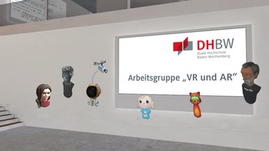 Das Gruppenbild der Avatare beim Meeting der Arbeitsgruppe „VR und AR“
