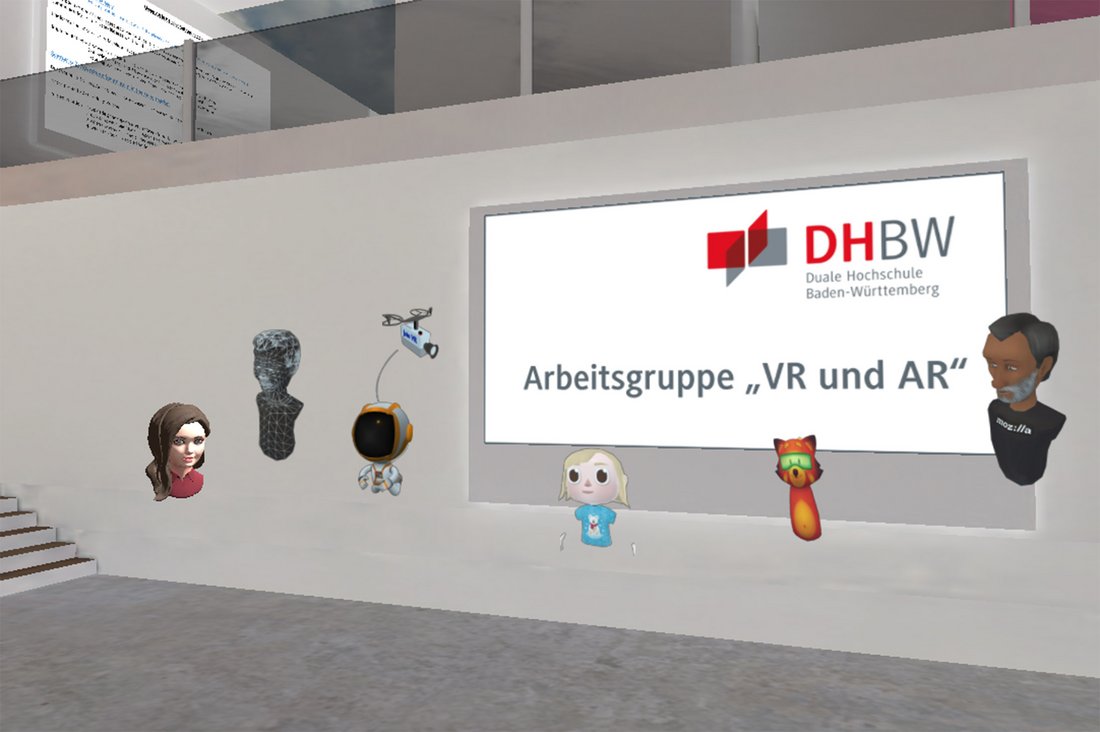 Das Gruppenbild der Avatare beim Meeting der Arbeitsgruppe „VR und AR“