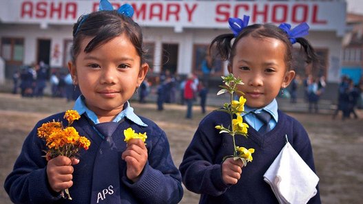 Girls with Flowers ASHA Primary School