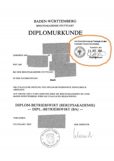 Beispielgrafik einer Diplomurkunde Beispielgrafik einer Diplomurkunde
