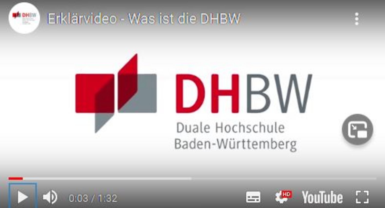 Zu dem YouTube-Video "Was ist die DHBW"