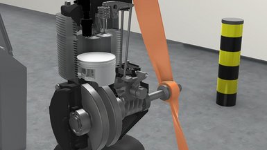 Studierende der DHBW Stuttgart haben das CAD-Modell eines Verbrennungsmotors für die virtuelle Umgebung aufbereitet.