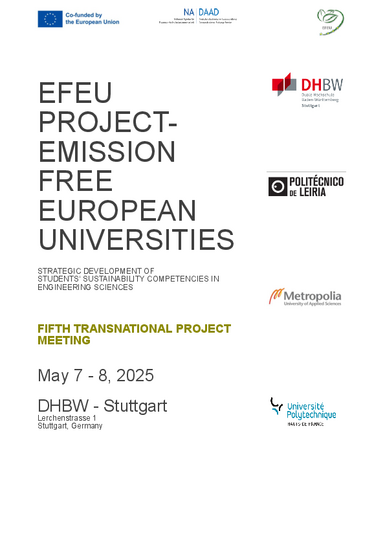 Cover Page Agend DHBW FIFTH TRANSNATIONAL PROJECT MEETING Cover Page Agend DHBW FIFTH TRANSNATIONAL PROJECT MEETING