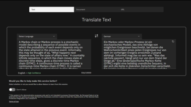 screenshot IBM Watson Language Translator Demo