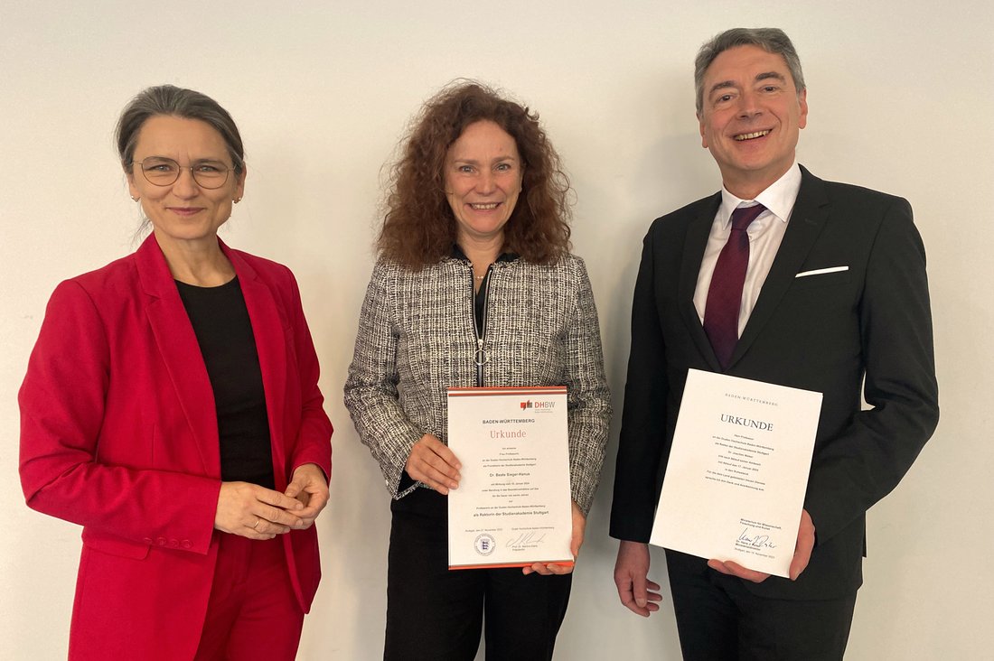 Prof. Dr. Martina Klärle, Präsidentin der DHBW, Prof. Dr. Beate Sieger-Hanus, Prof. Dr. Joachim Weber