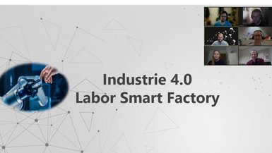 Labor Smart Factory Screenshot mit der Aufschrift Industrie 4.0 Labor Smart Factory
