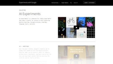 AI Experiments Screenshot zur Veranschaulichung