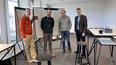 Die Diskussionsteilnehmer (v.li.): Prof. Dr. Sebastian Richter, Prof. Dr. Marc-Daniel Mössinger, Prof. Dr. Timo Baas und Prof. Dr. Erich Heumüller Gruppenfoto der Diskussionsteilnehmer