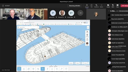 Screenshot des virtuellen Events rund um das Thema der innovativen Technologien im FM. Screenshot des virtuellen Events
