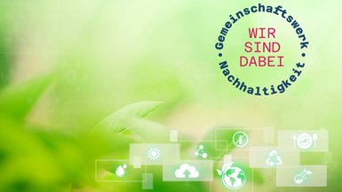DHBW Stuttgart tritt Gemeinschaftsnetzwerk Nachhaltigkeit bei Logo des Gemeinschaftsnetzwerks Nachhaltigkeit auf grünem Hintergrund