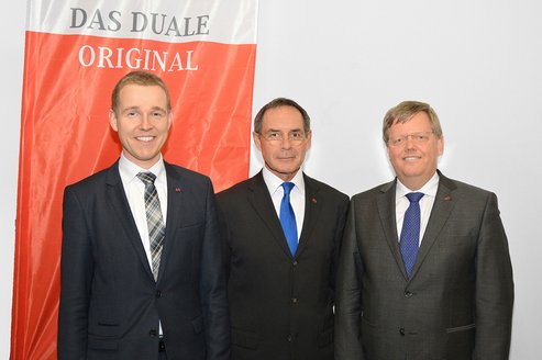 Dr. Wolf Dieter Heinbach, neuer Kanzler, Prof. Arnold van Zyl, Präsident der DHBW, Prof. Dr. Peter Väterlein, künftiger Vizepräsident 