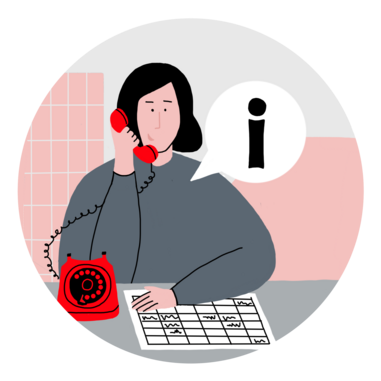 Eine Frau telefoniert, um Informationen zu erhalten.