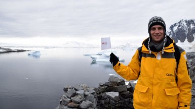 Prof. Dr. Florian C. Kleemann auf Forschungsreise in der Antarktis