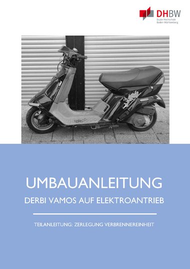 PDF zeigt Umbauanleitung zum Upcycling eines 50ccm Rollers zu einem Elektroroller