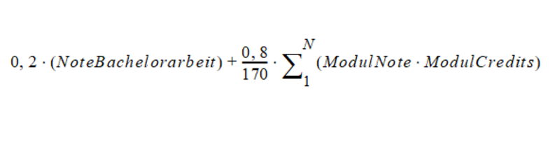 Abbildung der Notenberechnungsformel